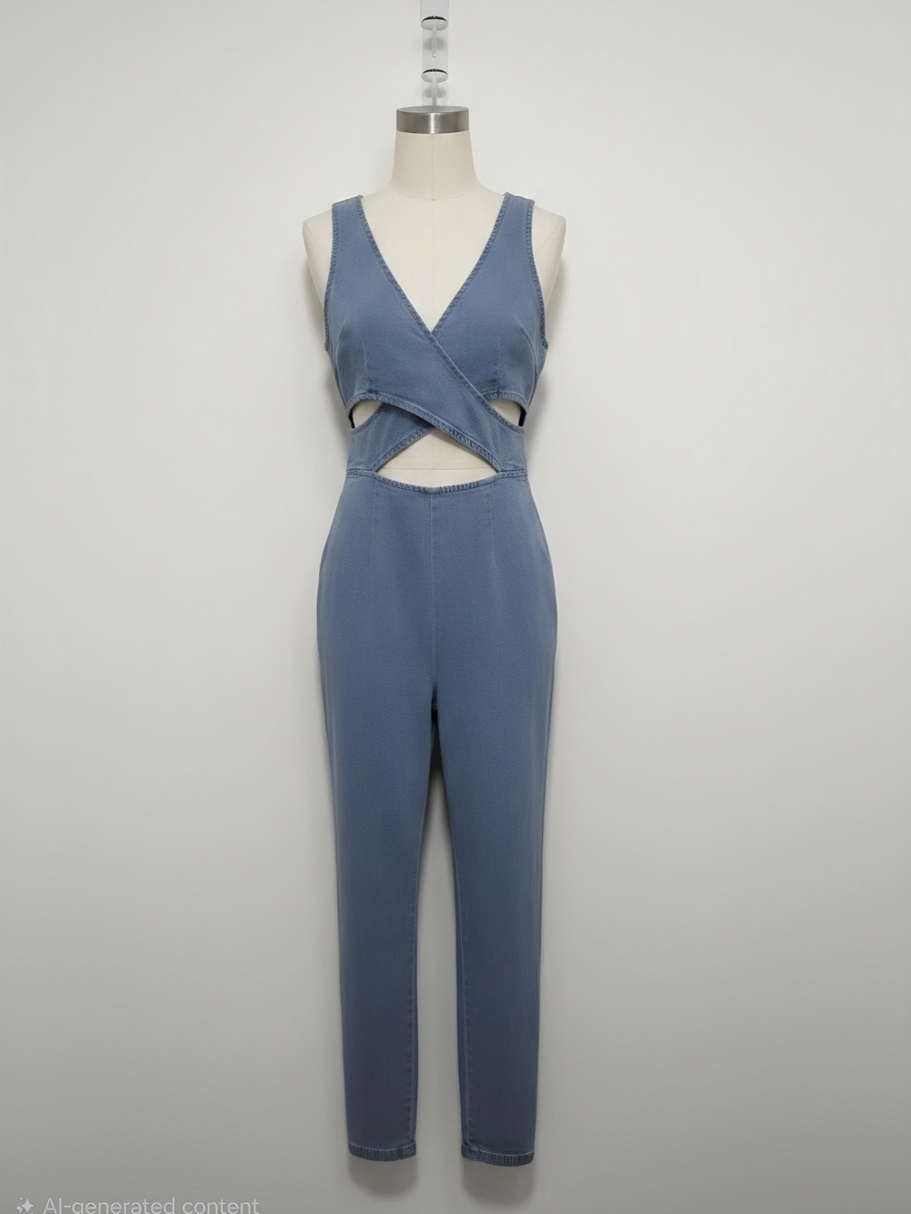 Fashion Nova Blue Cutout Wrap Jumpsuit